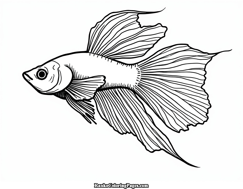 Betta Fish Coloring Page for kids