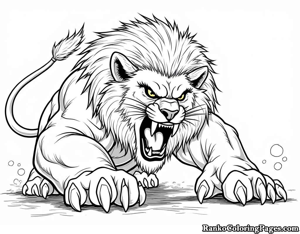 Furious Angry Lion Roaring Image