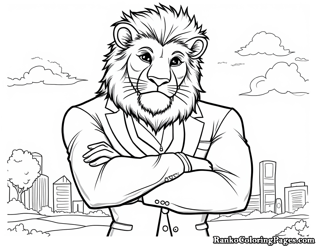 Gentleman Lion Office Pose For Printing