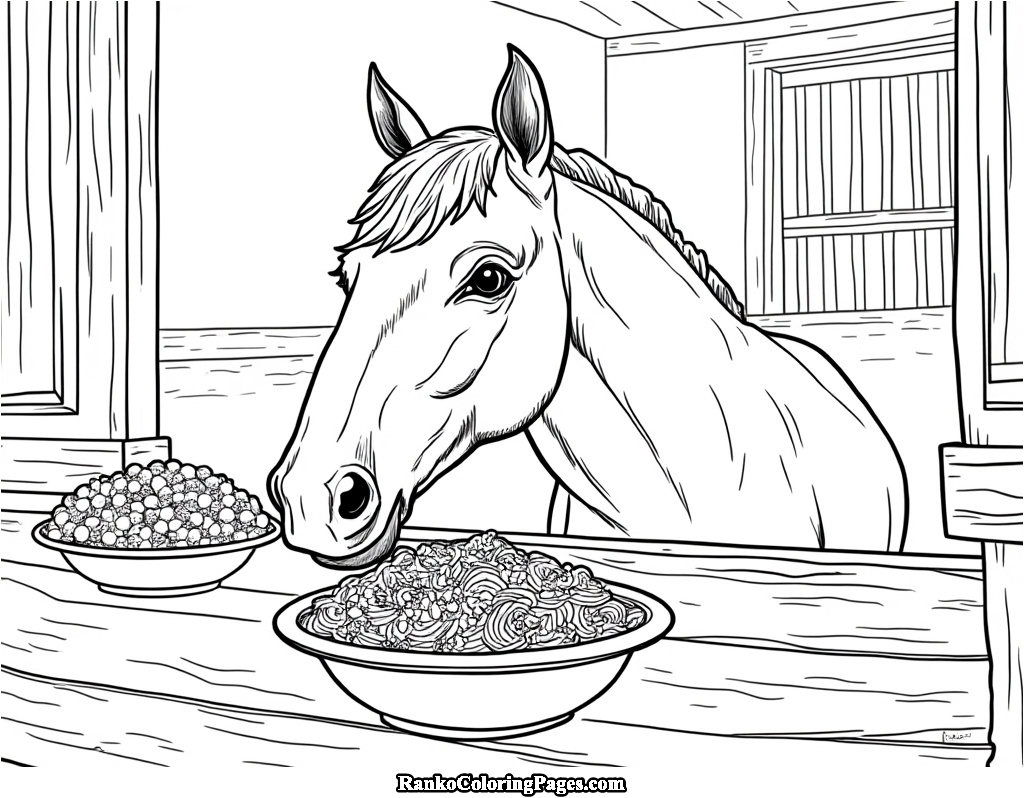 Horse Eating in Stable