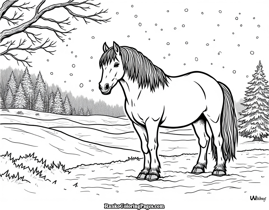 Snow horse Scenery