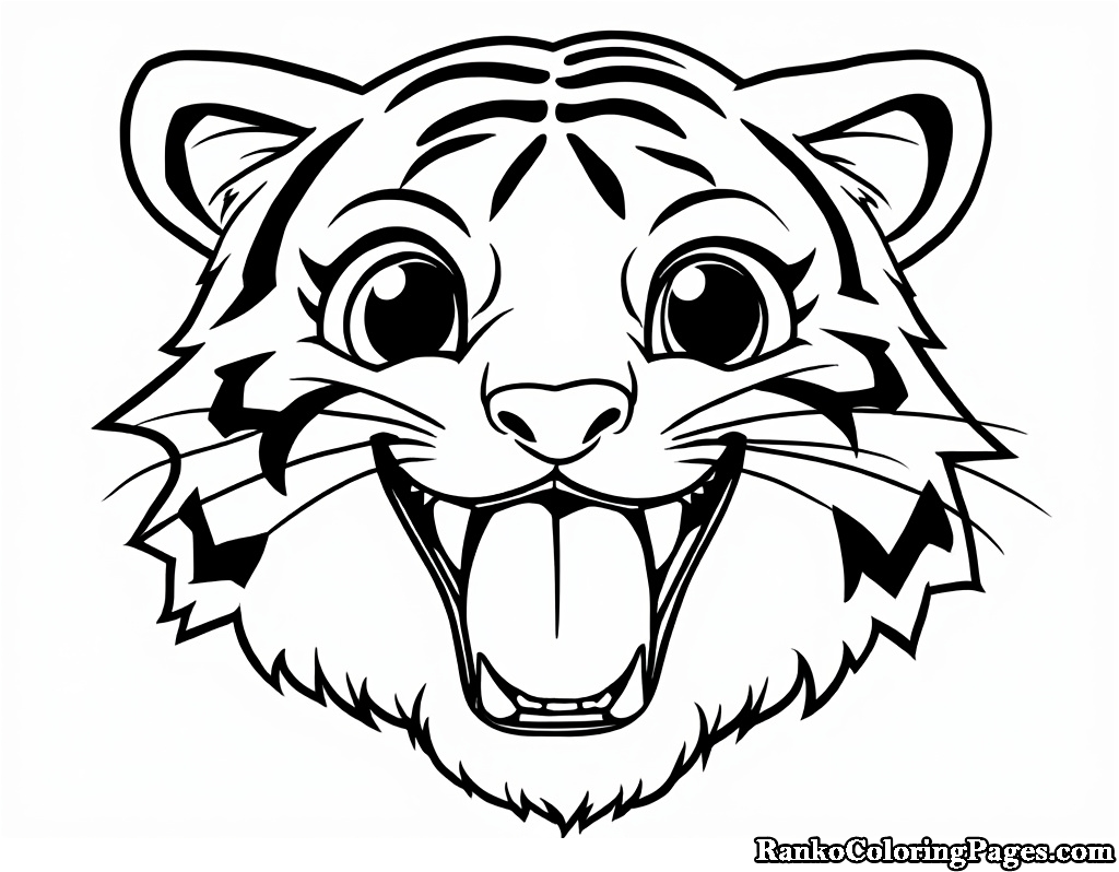 Tiger Face Emoji Coloring Page