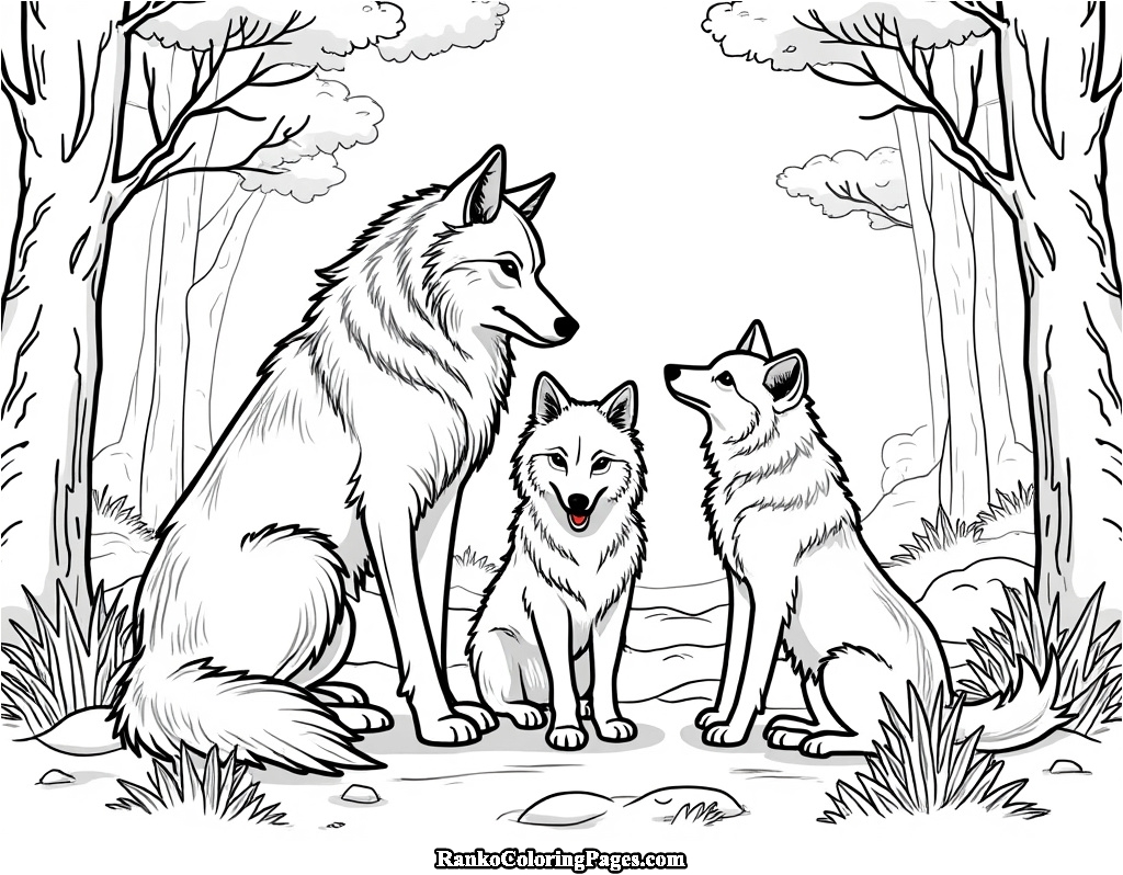 Wolf Family Coloring Sheet