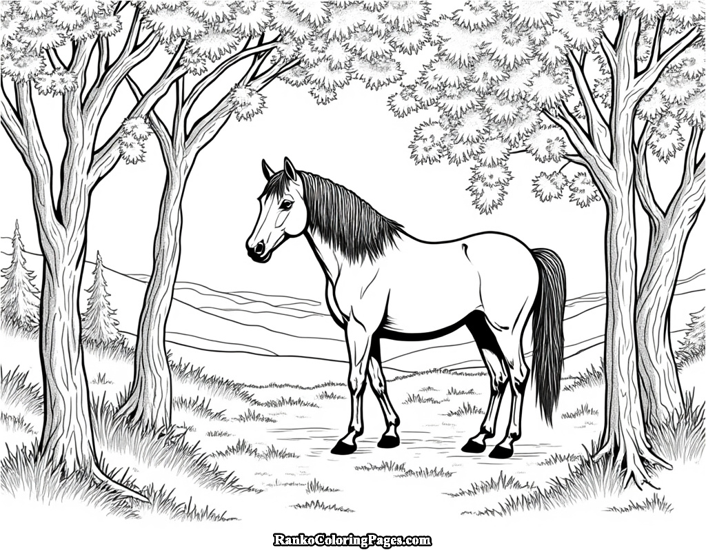 horse in forest image