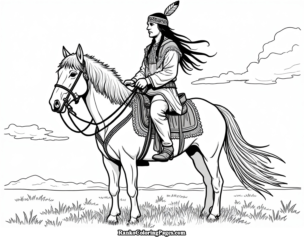 native american man on horse