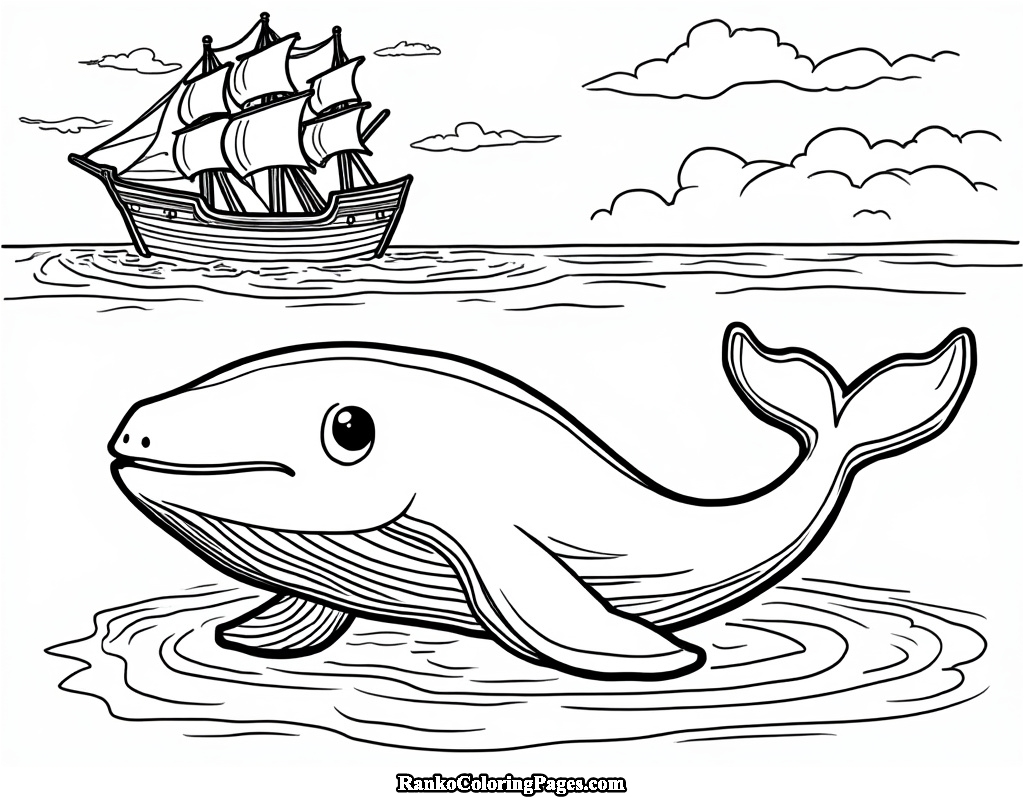 whale ship coloring sheet