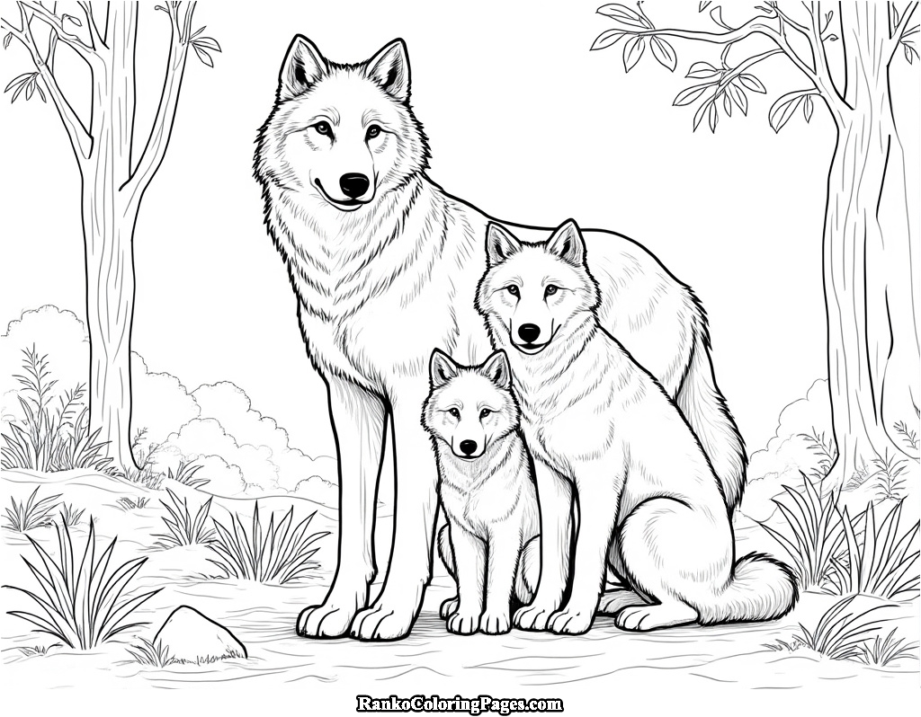 wolf with babies