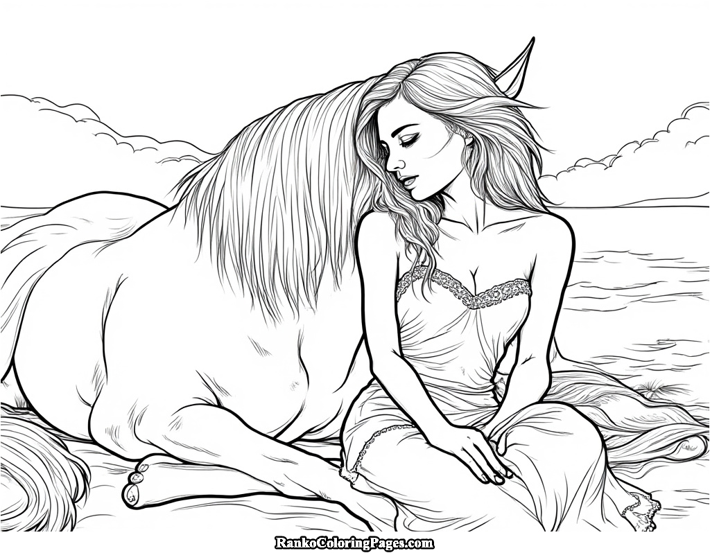 woman sitting with horse